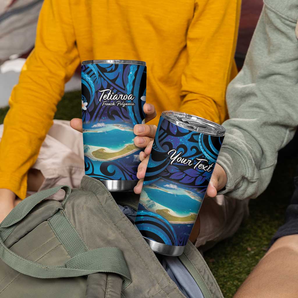 Personalised French Polynesia Tetiaroa Atoll Tumbler Cup Polynesian Curves Style - Wonder Print Shop