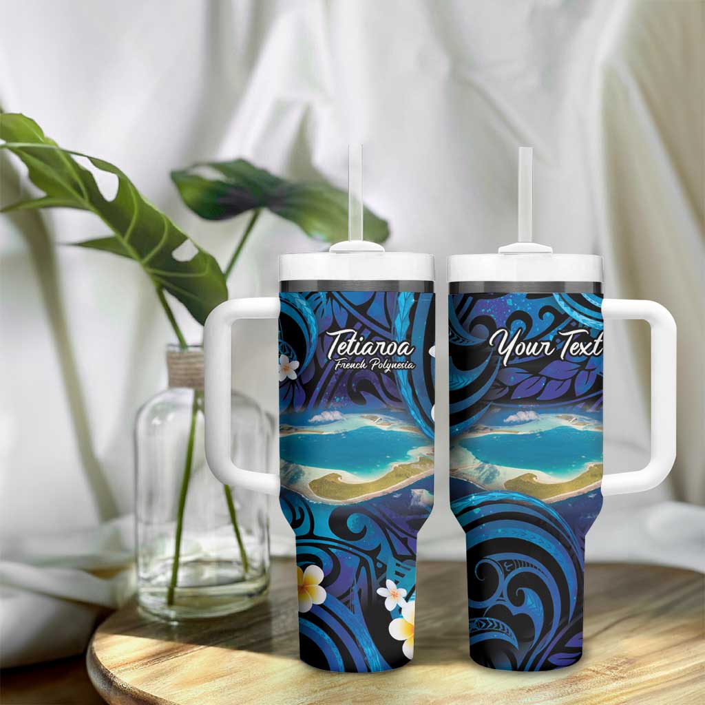 Personalised French Polynesia Tetiaroa Atoll Tumbler With Handle Polynesian Curves Style - Wonder Print Shop