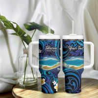 Personalised French Polynesia Tetiaroa Atoll Tumbler With Handle Polynesian Curves Style - Wonder Print Shop