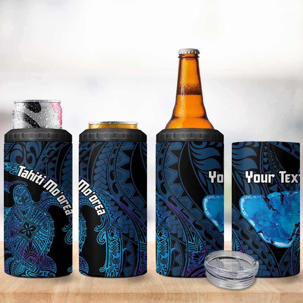 Personalised Tahiti Moorea Atoll 4 in 1 Can Cooler Tumbler Polynesian Sea Turtle - Wonder Print Shop