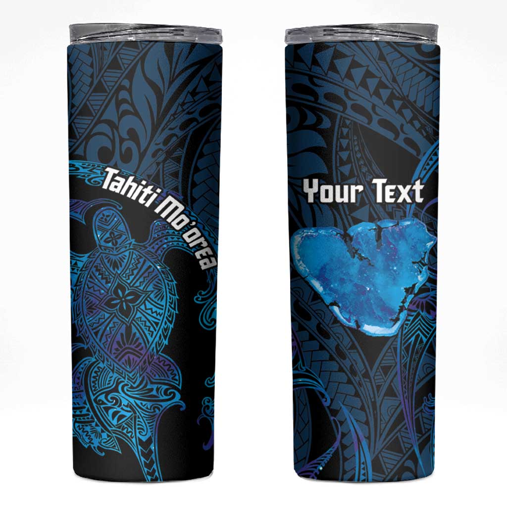 Personalised Tahiti Moorea Atoll Skinny Tumbler Polynesian Sea Turtle - Wonder Print Shop