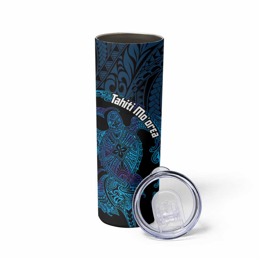 Personalised Tahiti Moorea Atoll Skinny Tumbler Polynesian Sea Turtle - Wonder Print Shop
