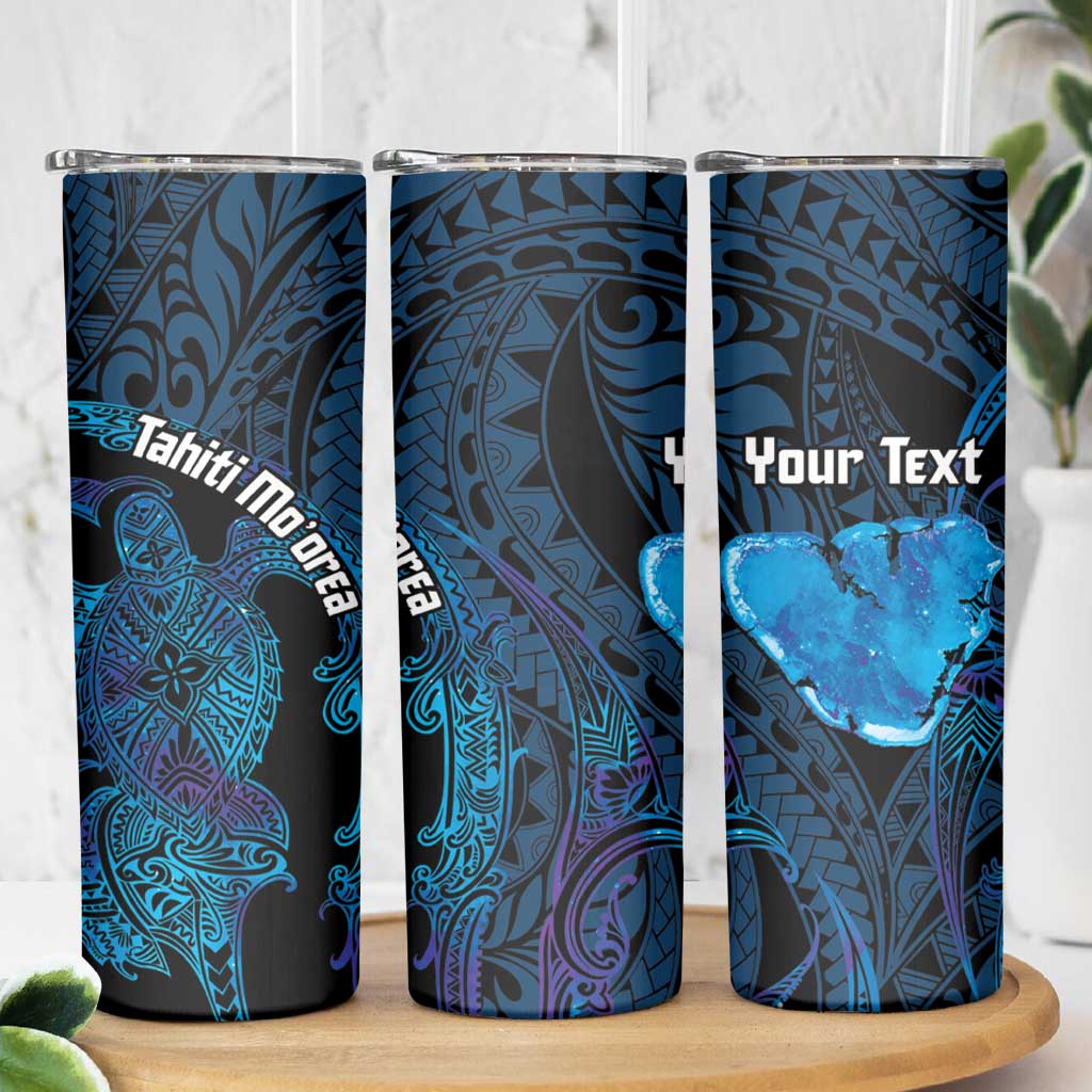 Personalised Tahiti Moorea Atoll Skinny Tumbler Polynesian Sea Turtle - Wonder Print Shop