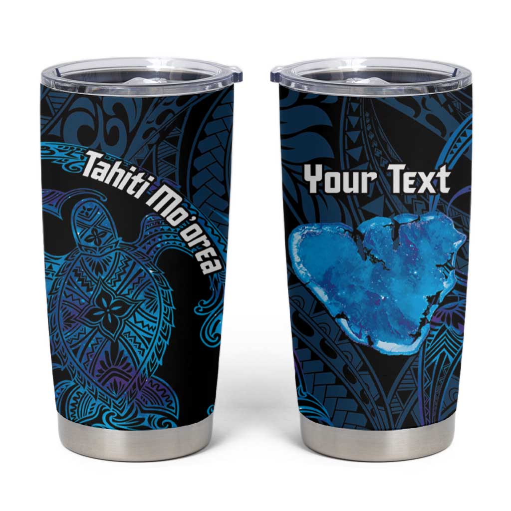 Personalised Tahiti Moorea Atoll Tumbler Cup Polynesian Sea Turtle - Wonder Print Shop