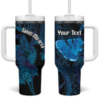 Personalised Tahiti Moorea Atoll Tumbler With Handle Polynesian Sea Turtle - Wonder Print Shop