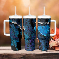 Personalised Tahiti Moorea Atoll Tumbler With Handle Polynesian Sea Turtle - Wonder Print Shop