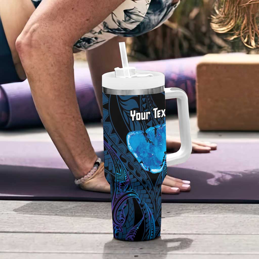 Personalised Tahiti Moorea Atoll Tumbler With Handle Polynesian Sea Turtle - Wonder Print Shop