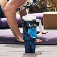 Personalised Tahiti Moorea Atoll Tumbler With Handle Polynesian Sea Turtle - Wonder Print Shop