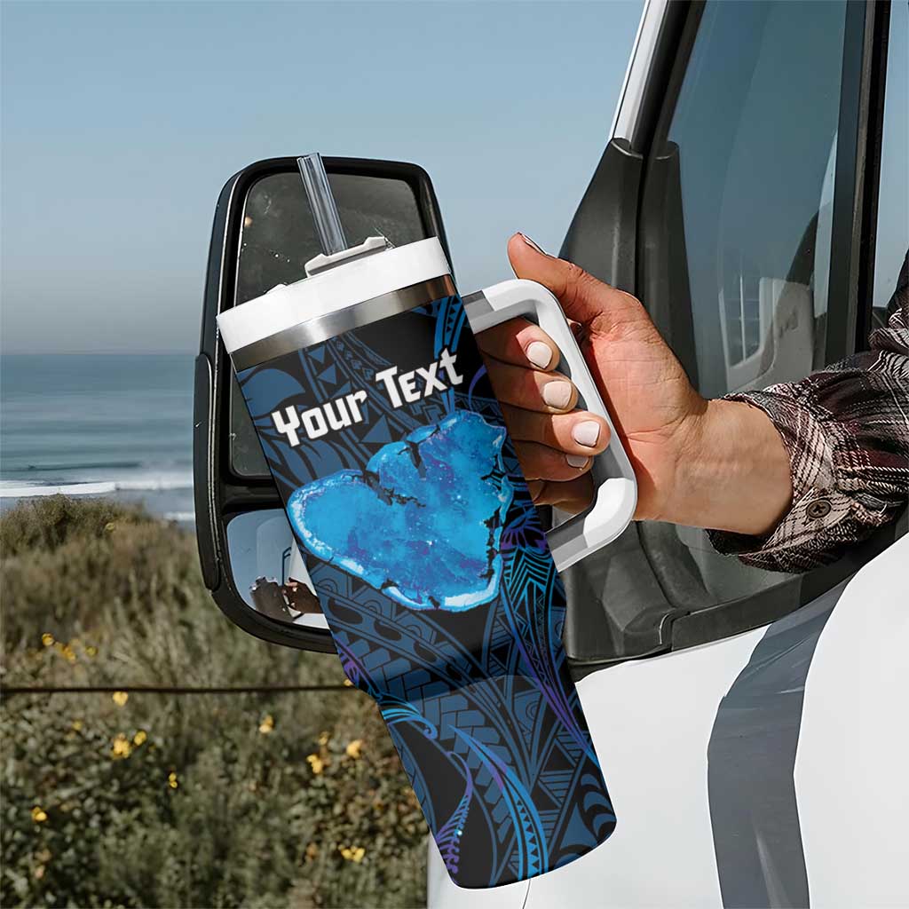 Personalised Tahiti Moorea Atoll Tumbler With Handle Polynesian Sea Turtle - Wonder Print Shop