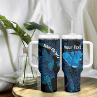 Personalised Tahiti Moorea Atoll Tumbler With Handle Polynesian Sea Turtle - Wonder Print Shop