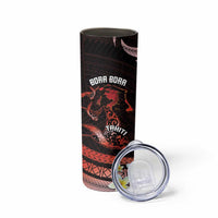 Personalised Tahiti Bora Bora Skinny Tumbler Manta Rays With Polynesian Plumeria - Wonder Print Shop