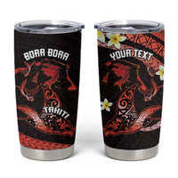 Personalised Tahiti Bora Bora Tumbler Cup Manta Rays With Polynesian Plumeria - Wonder Print Shop