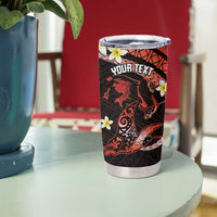 Personalised Tahiti Bora Bora Tumbler Cup Manta Rays With Polynesian Plumeria - Wonder Print Shop