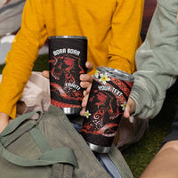 Personalised Tahiti Bora Bora Tumbler Cup Manta Rays With Polynesian Plumeria - Wonder Print Shop