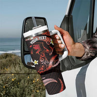 Personalised Tahiti Bora Bora Tumbler With Handle Manta Rays With Polynesian Plumeria - Wonder Print Shop