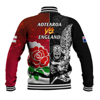 New Zealand And England Rugby Baseball Jacket 2023 World Cup All Black Combine Red Roses - Wonder Print Shop