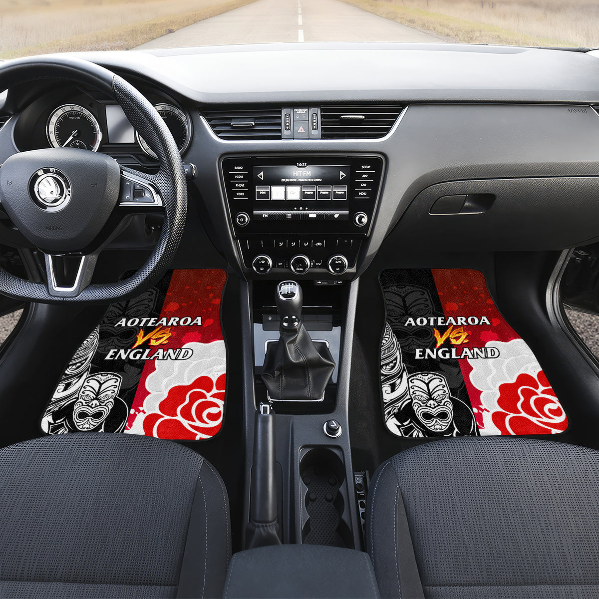 New Zealand And England Rugby Car Mats 2023 World Cup All Black Combine Red Roses - Wonder Print Shop