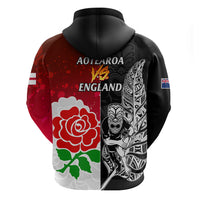 New Zealand And England Rugby Hoodie 2023 World Cup All Black Combine Red Roses - Wonder Print Shop