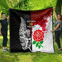 New Zealand And England Rugby Quilt 2023 World Cup All Black Combine Red Roses - Wonder Print Shop