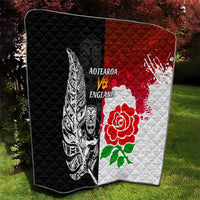 New Zealand And England Rugby Quilt 2023 World Cup All Black Combine Red Roses - Wonder Print Shop