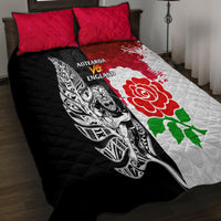 New Zealand And England Rugby Quilt Bed Set 2023 World Cup All Black Combine Red Roses - Wonder Print Shop
