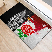 New Zealand And England Rugby Rubber Doormat 2023 World Cup All Black Combine Red Roses - Wonder Print Shop