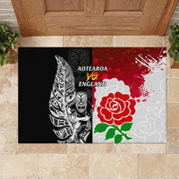 New Zealand And England Rugby Rubber Doormat 2023 World Cup All Black Combine Red Roses - Wonder Print Shop