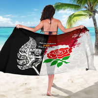 New Zealand And England Rugby Sarong 2023 World Cup All Black Combine Red Roses - Wonder Print Shop