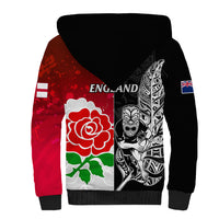 New Zealand And England Rugby Sherpa Hoodie 2023 World Cup All Black Combine Red Roses - Wonder Print Shop