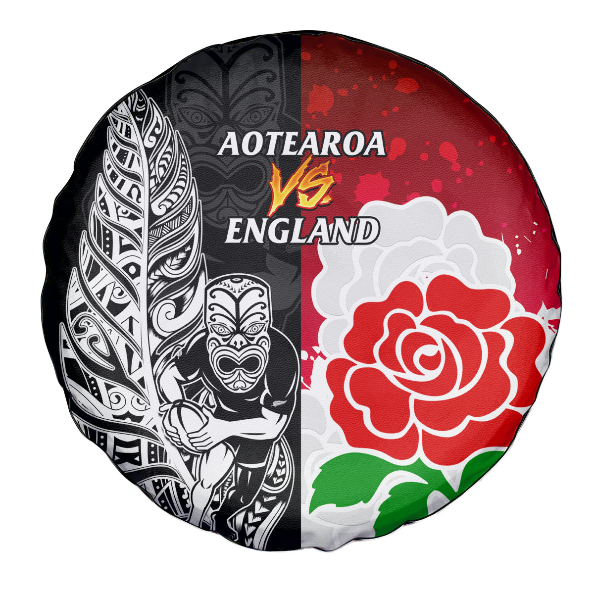 New Zealand And England Rugby Spare Tire Cover 2023 World Cup All Black Combine Red Roses - Wonder Print Shop