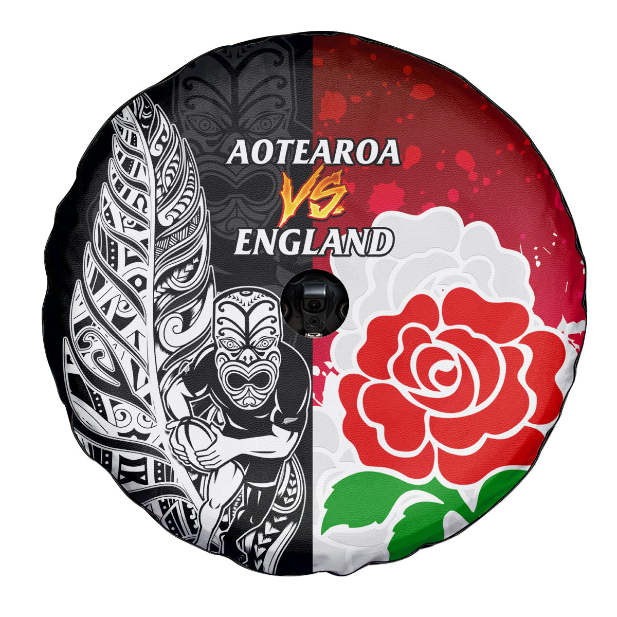 New Zealand And England Rugby Spare Tire Cover 2023 World Cup All Black Combine Red Roses - Wonder Print Shop