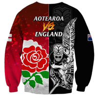 New Zealand And England Rugby Sweatshirt 2023 World Cup All Black Combine Red Roses - Wonder Print Shop