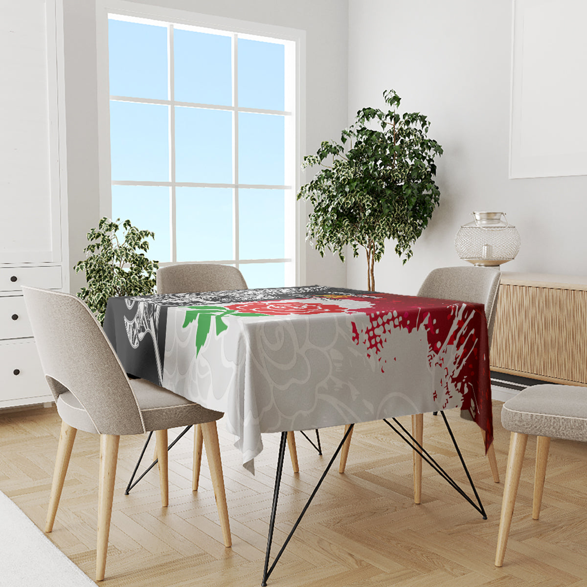 New Zealand And England Rugby Tablecloth 2023 World Cup All Black Combine Red Roses - Wonder Print Shop