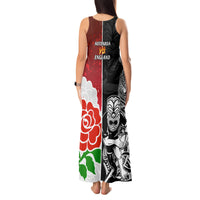 New Zealand And England Rugby Tank Maxi Dress 2023 World Cup All Black Combine Red Roses - Wonder Print Shop