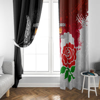 New Zealand And England Rugby Window Curtain 2023 World Cup All Black Combine Red Roses - Wonder Print Shop