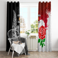 New Zealand And England Rugby Window Curtain 2023 World Cup All Black Combine Red Roses - Wonder Print Shop