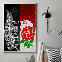 Custom New Zealand And England Rugby Canvas Wall Art 2023 World Cup All Black Combine Red Roses - Wonder Print Shop