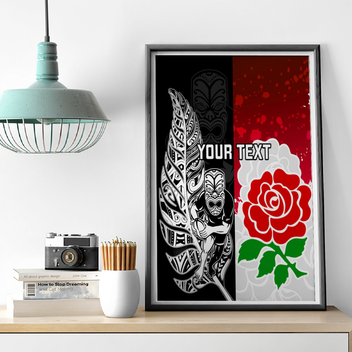 Custom New Zealand And England Rugby Canvas Wall Art 2023 World Cup All Black Combine Red Roses - Wonder Print Shop