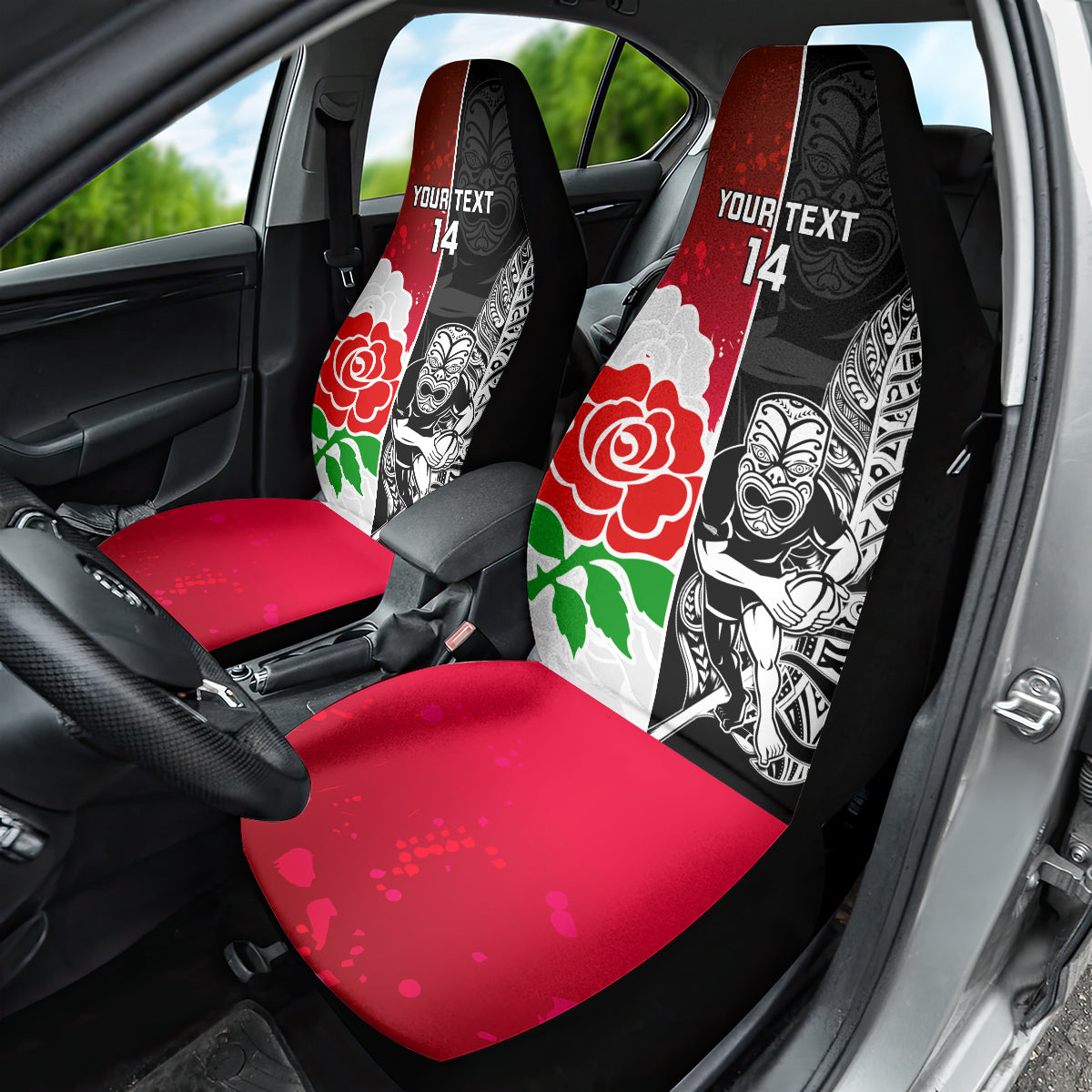 Custom New Zealand And England Rugby Car Seat Cover 2023 World Cup All Black Combine Red Roses - Wonder Print Shop