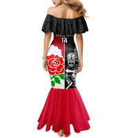 Custom New Zealand And England Rugby Family Matching Mermaid Dress and Hawaiian Shirt 2023 World Cup All Black Combine Red Roses - Wonder Print Shop