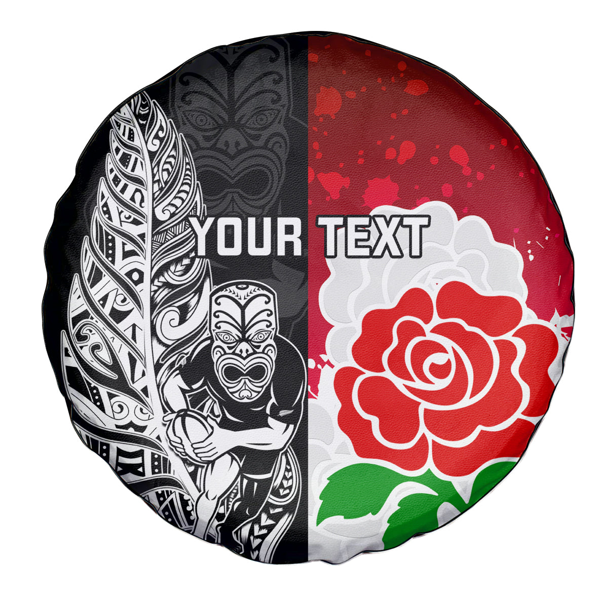 Custom New Zealand And England Rugby Spare Tire Cover 2023 World Cup All Black Combine Red Roses - Wonder Print Shop