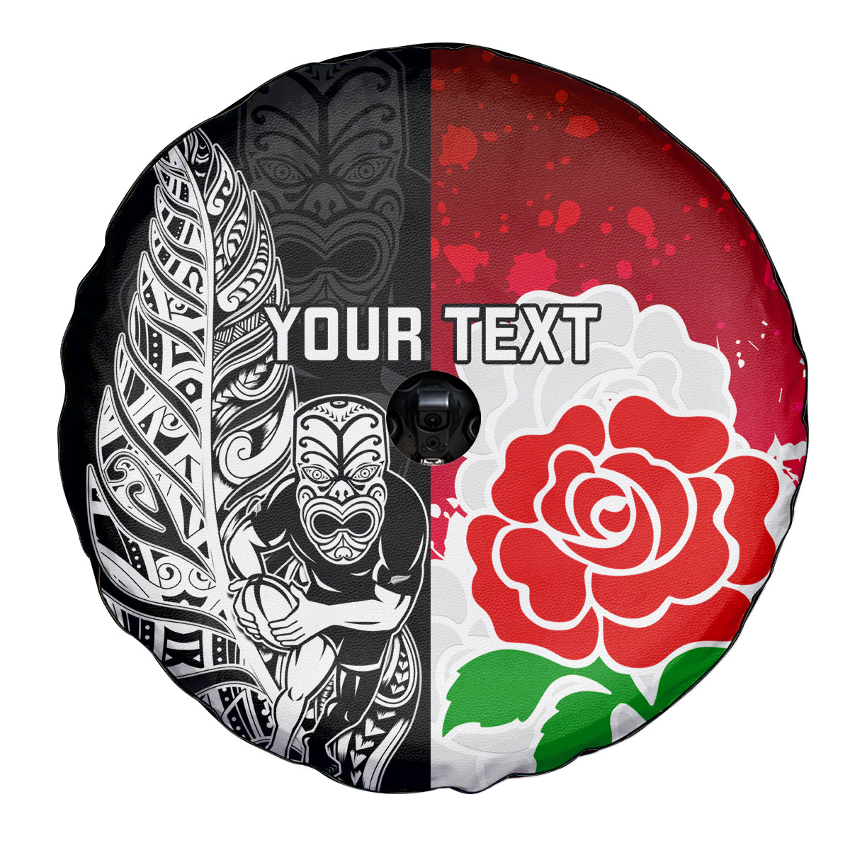Custom New Zealand And England Rugby Spare Tire Cover 2023 World Cup All Black Combine Red Roses - Wonder Print Shop