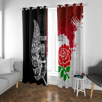 Custom New Zealand And England Rugby Window Curtain 2023 World Cup All Black Combine Red Roses - Wonder Print Shop