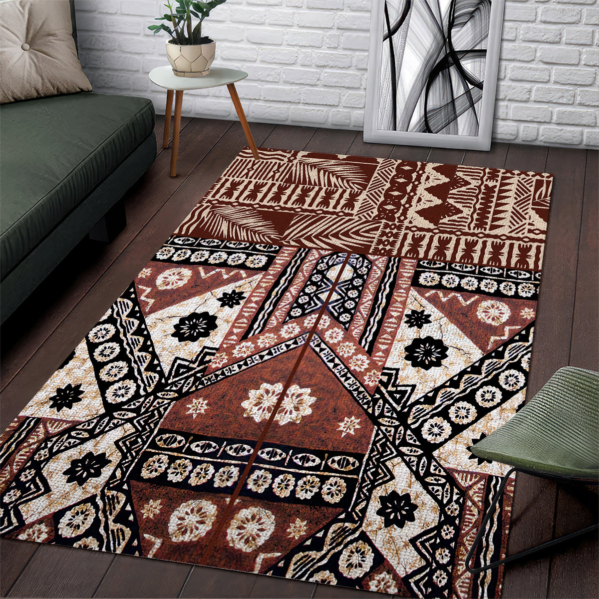 Bula Fiji Area Rug Unique Masi Tapa Pattern - Wonder Print Shop