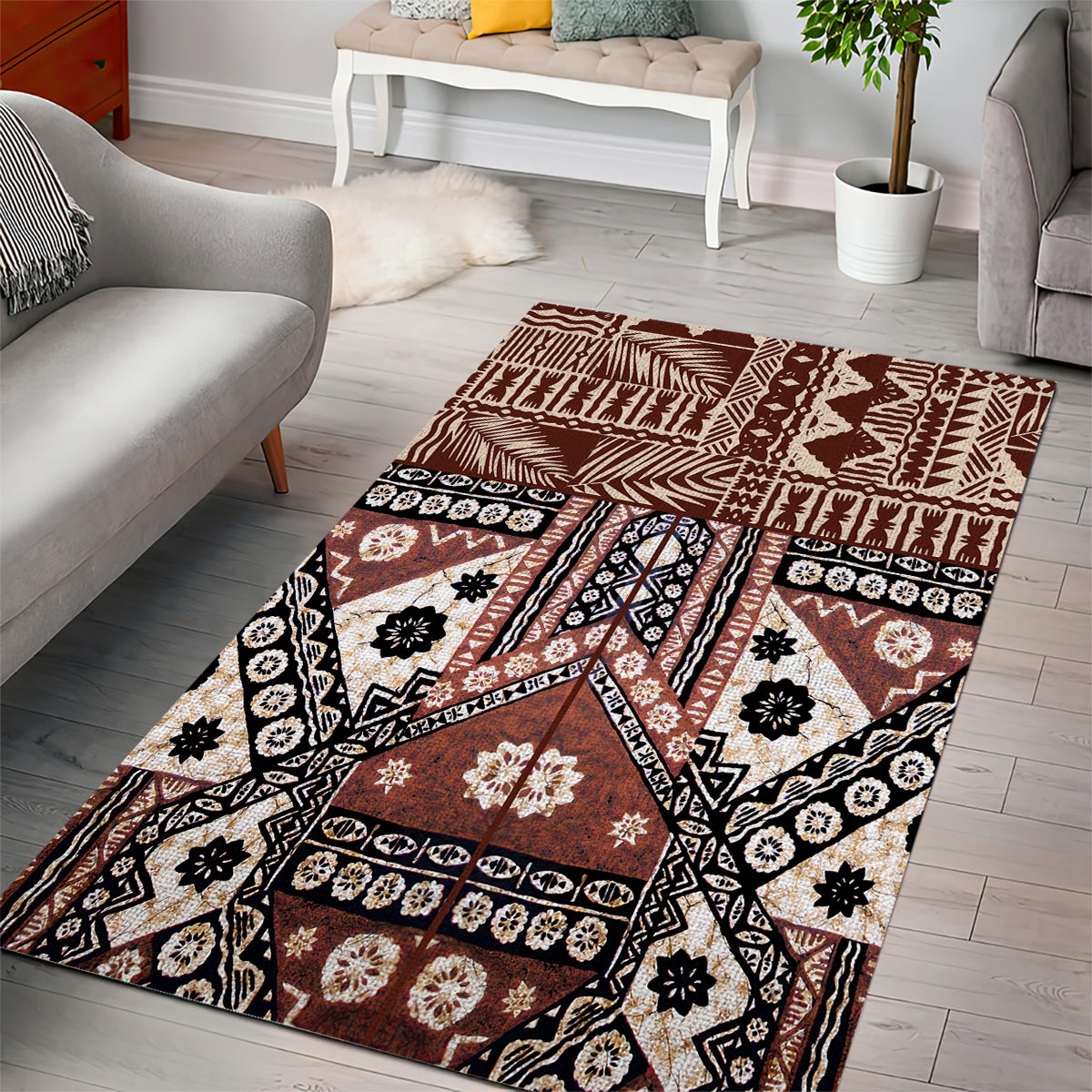 Bula Fiji Area Rug Unique Masi Tapa Pattern - Wonder Print Shop