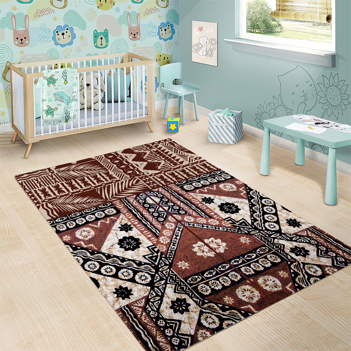 Bula Fiji Area Rug Unique Masi Tapa Pattern - Wonder Print Shop