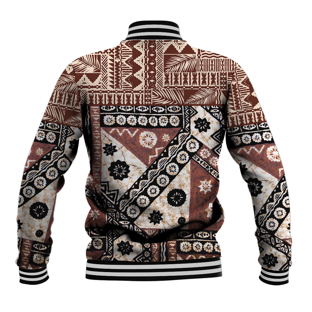 Bula Fiji Baseball Jacket Unique Masi Tapa Pattern - Wonder Print Shop