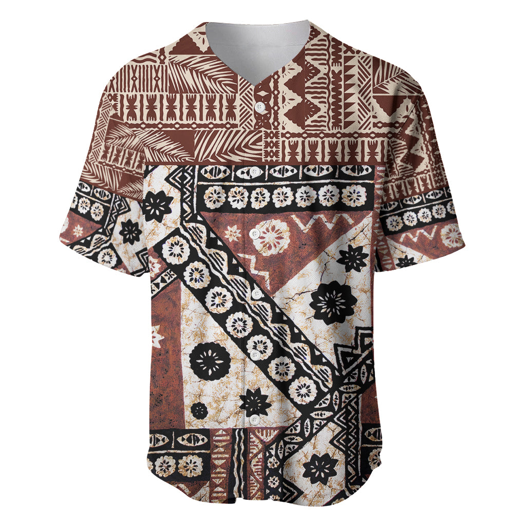 Bula Fiji Baseball Jersey Unique Masi Tapa Pattern - Wonder Print Shop