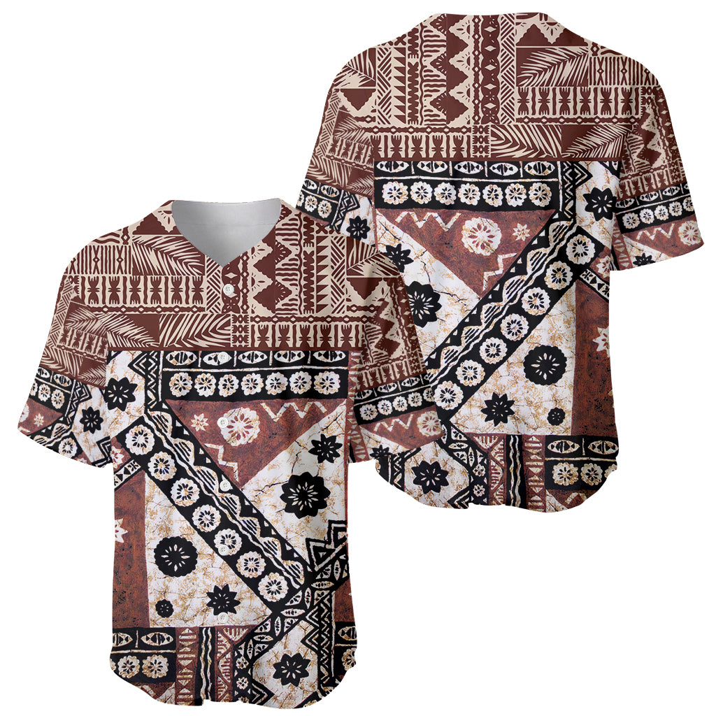 Bula Fiji Baseball Jersey Unique Masi Tapa Pattern - Wonder Print Shop