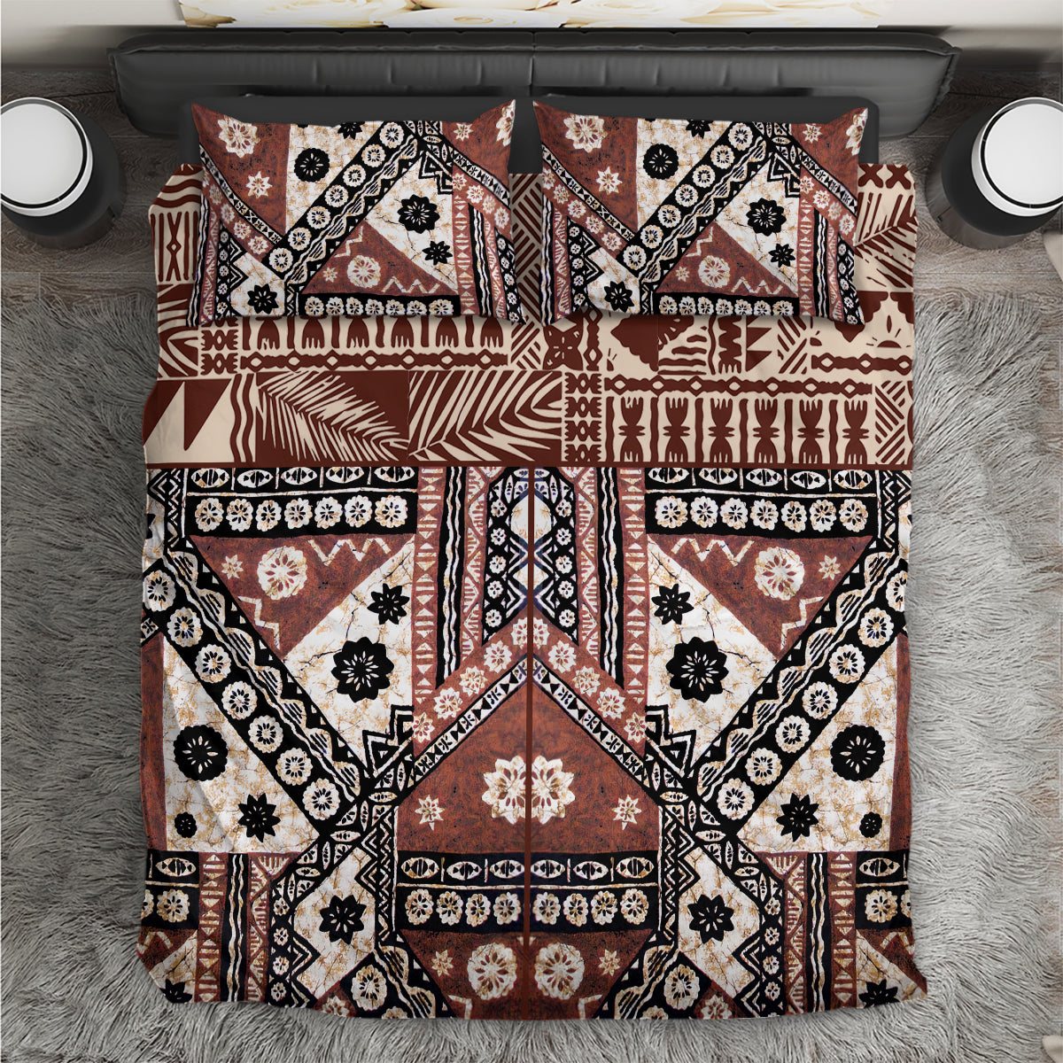 Bula Fiji Bedding Set Unique Masi Tapa Pattern - Wonder Print Shop